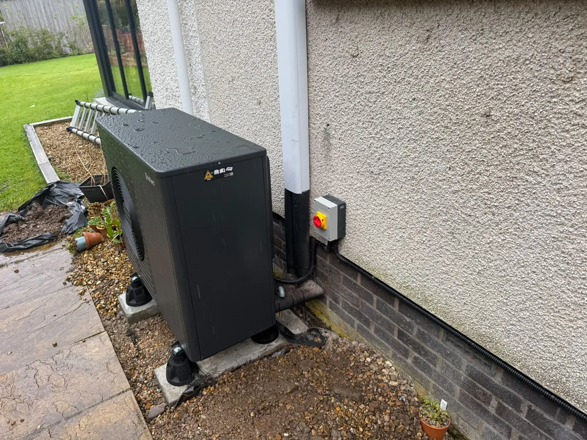 Air source heat pump installation from the side