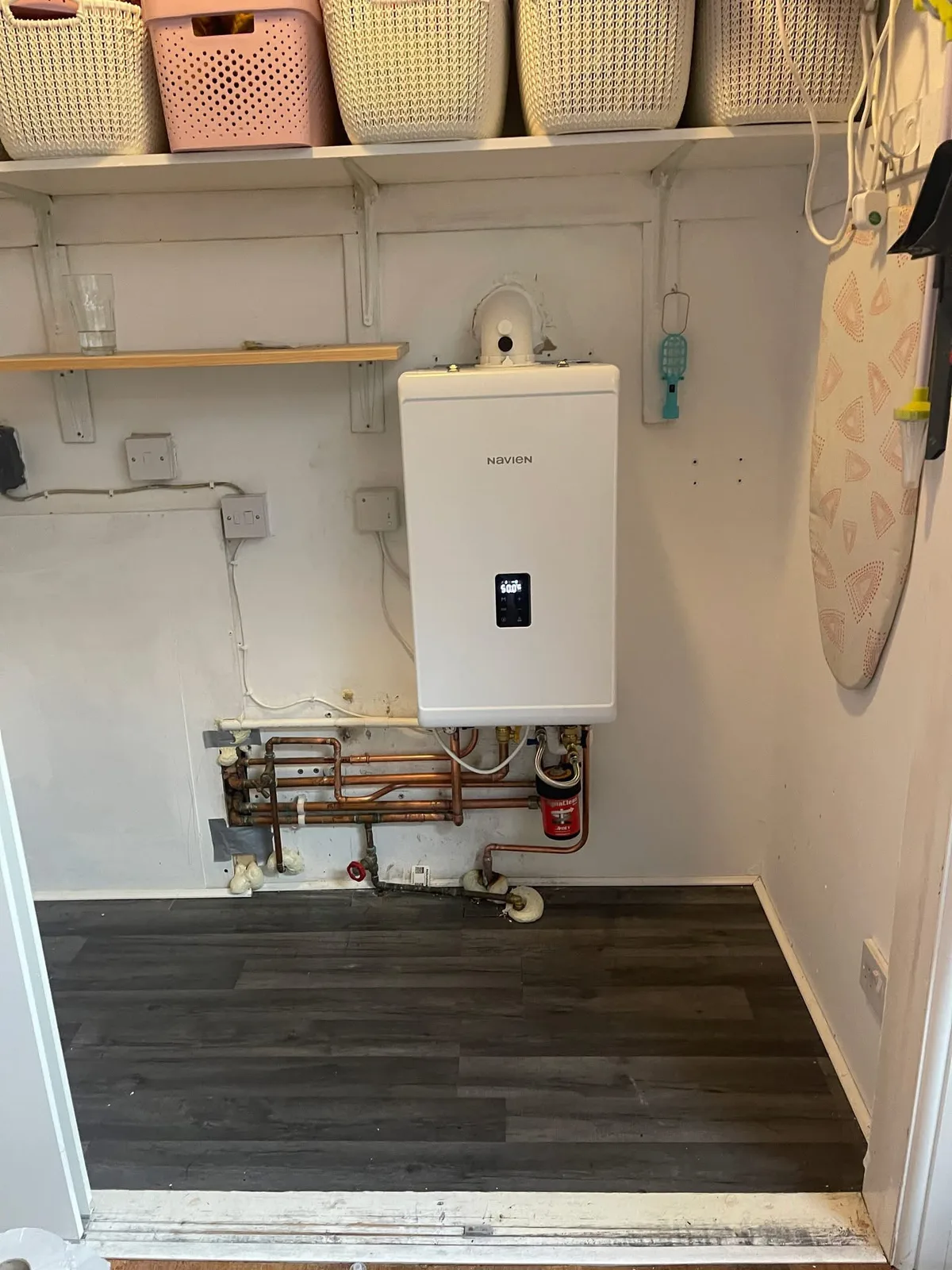 Boiler installation above a kitchen worktop